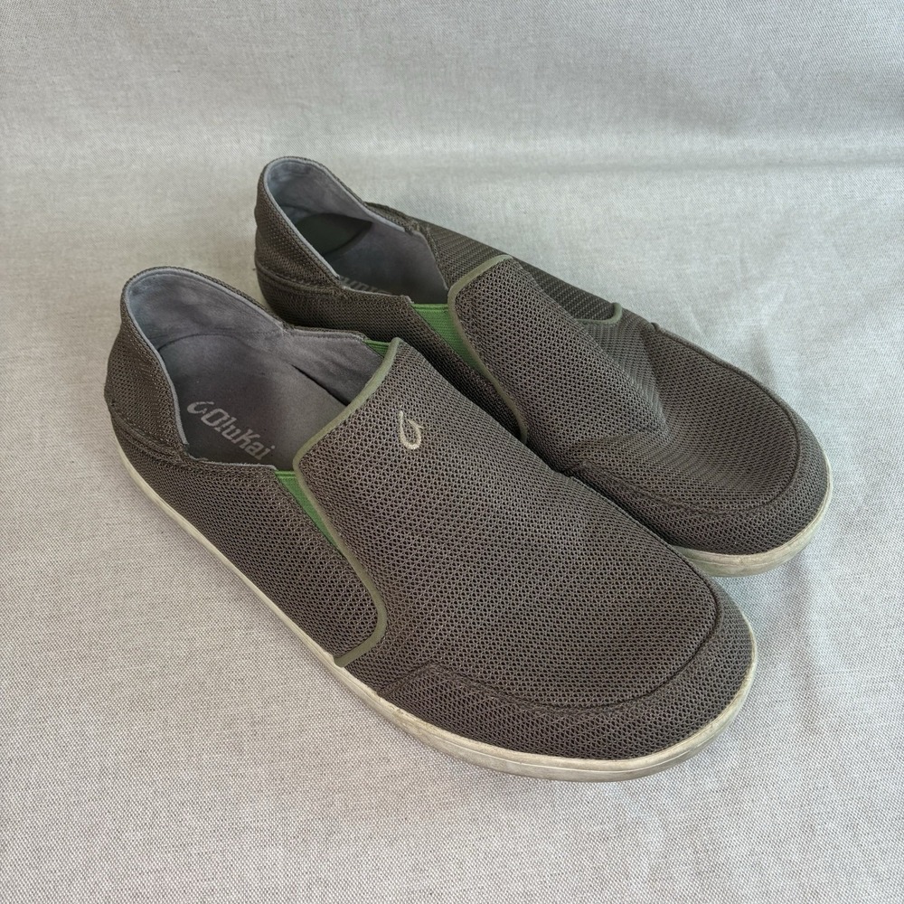 Olukai Nohea Mesh Mens 11 Slip On Loafers Brown Fold Down‎ Heel Slide Shoes
